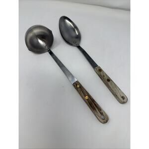 VTG Robinson Knife Co. Wooden Handle Stainless 12” Serving Spoon & Ladle , USA